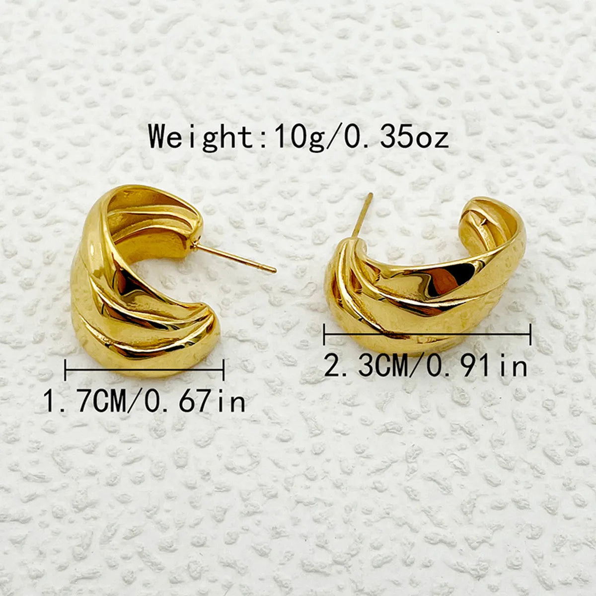 1 Pair Simple Style Artistic Commute Lines Layered Polishing Plating Stainless Steel Gold Plated Ear Studs