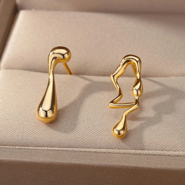 1 Pair Simple Style Artistic Flame Asymmetrical Plating Copper 18k Gold Plated Drop Earrings