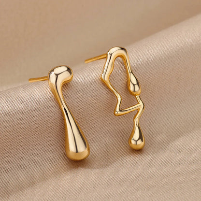 1 Pair Simple Style Artistic Flame Asymmetrical Plating Copper 18k Gold Plated Drop Earrings