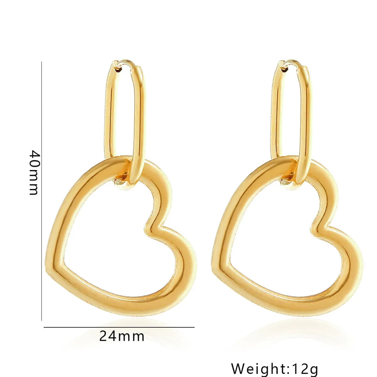 1 Pair Simple Style Artistic Heart Shape Stainless Steel Drop Earrings