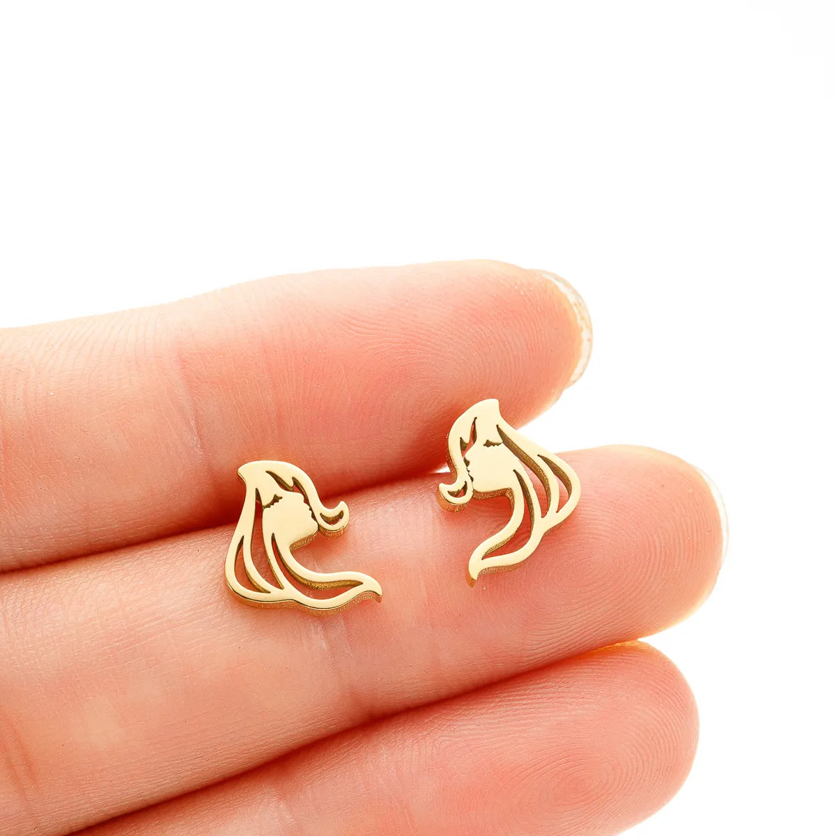 1 Pair Simple Style Artistic Human Face Polishing Plating Stainless Steel 18k Gold Plated Ear Studs