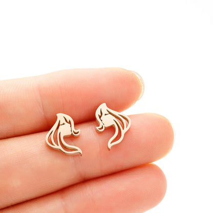 1 Pair Simple Style Artistic Human Face Polishing Plating Stainless Steel 18k Gold Plated Ear Studs