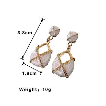 1 Pair Simple Style Artistic Square Epoxy Plating Alloy Gold Plated Drop Earrings