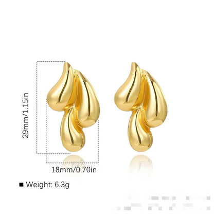 1 Pair Simple Style Artistic Water Droplets CCB Ear Studs