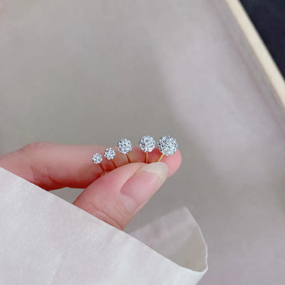 1 Pair Simple Style Ball Plating Inlay Sterling Silver Zircon Ear Studs