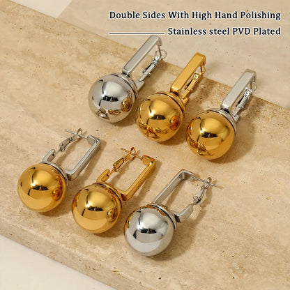 1 Pair Simple Style Ball Polishing Plating Stainless Steel 14k Gold Plated White Gold Plated Gold Plated Drop Earrings