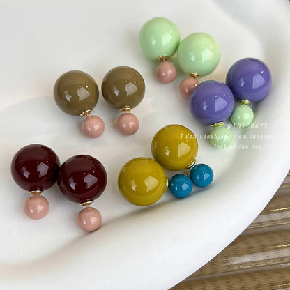 1 Pair Simple Style Ball Resin Stamping Women's Ear Studs