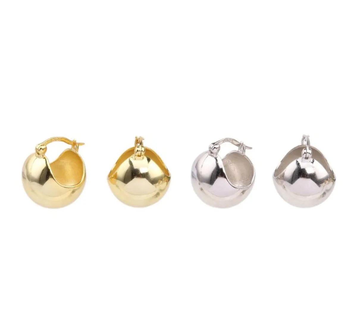 1 Pair Simple Style Ball Sterling Silver Plating White Gold Plated Gold Plated Earrings