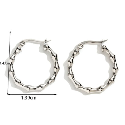 1 Pair Simple Style Bamboo Twist Dragon Plating Stainless Steel 18k Gold Plated Hoop Earrings