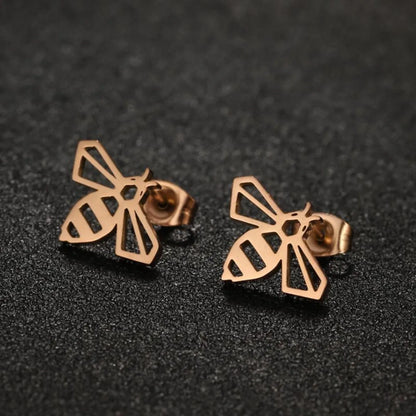 1 Pair Simple Style Bee Plating Stainless Steel Ear Studs