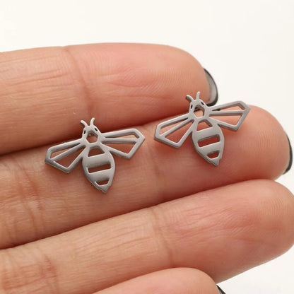 1 Pair Simple Style Bee Plating Stainless Steel Ear Studs