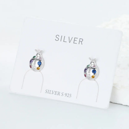 1 Pair Simple Style Beetles Plating Inlay Sterling Silver Zircon White Gold Plated Gold Plated Ear Studs