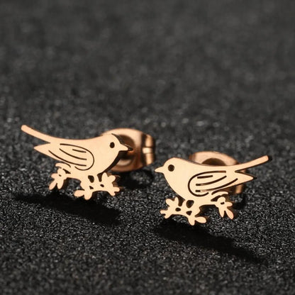 1 Pair Simple Style Bird Plating Stainless Steel Ear Studs