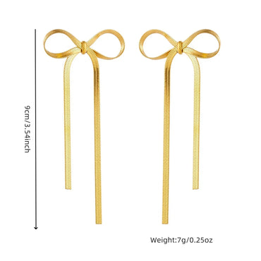 1 Pair Simple Style Bow Knot 304 Stainless Steel 18K Gold Plated Drop Earrings