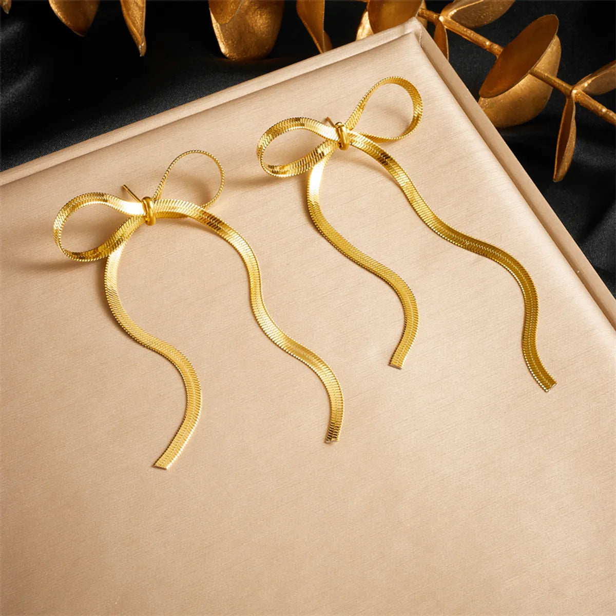 1 Pair Simple Style Bow Knot 304 Stainless Steel 18K Gold Plated Drop Earrings