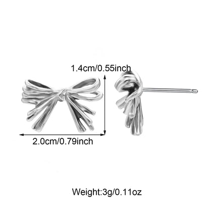 1 Pair Simple Style Bow Knot 304 Stainless Steel Ear Studs