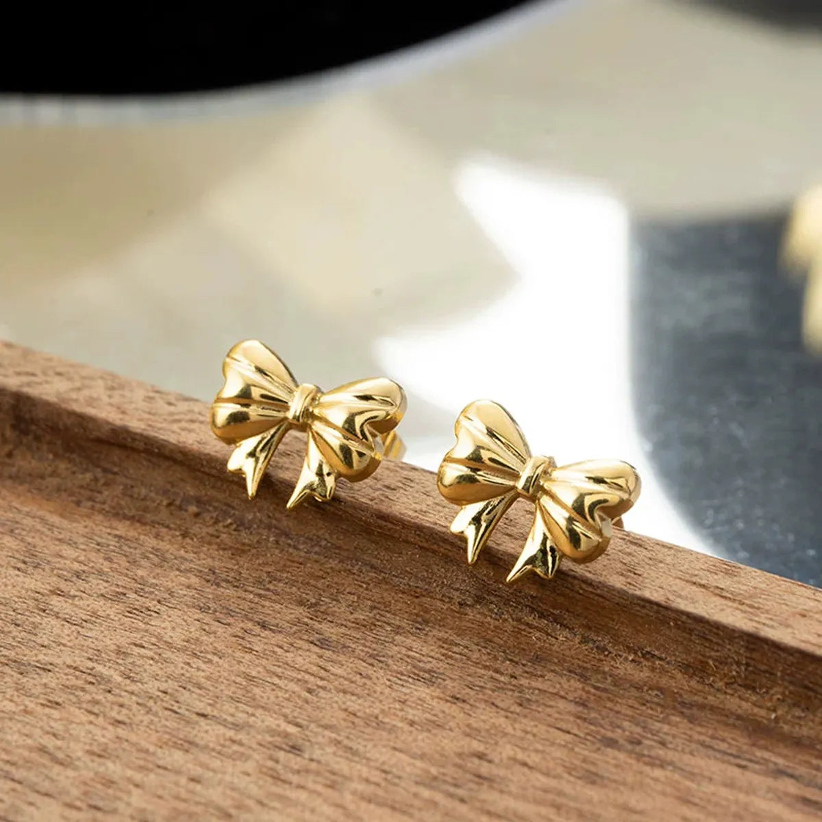 1 Pair Simple Style Bow Knot Alloy Ear Studs