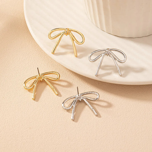 1 Pair Simple Style Bow Knot Alloy Zinc Ear Studs