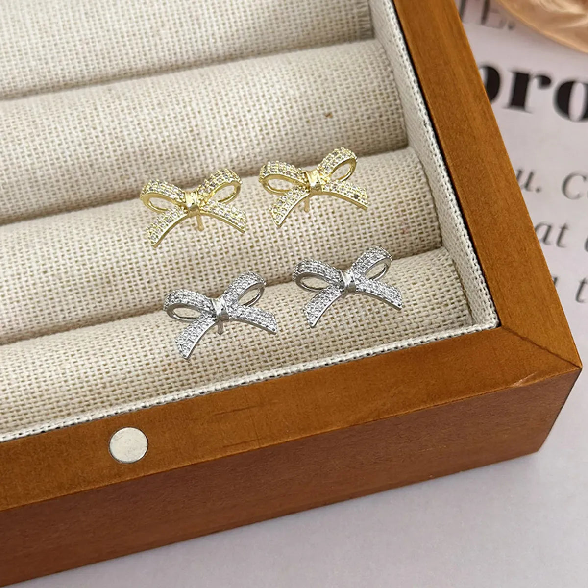 1 Pair Simple Style Bow Knot Copper Ear Studs