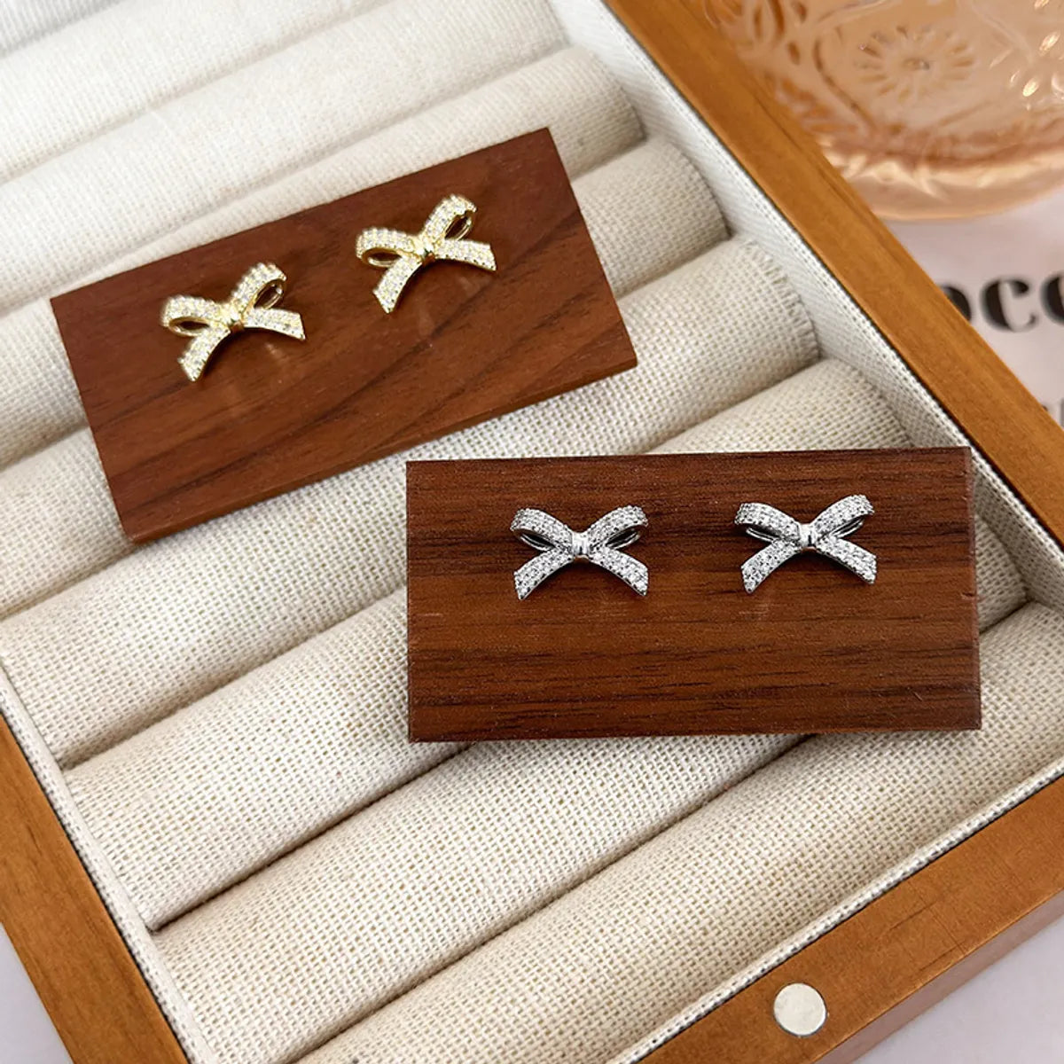 1 Pair Simple Style Bow Knot Copper Ear Studs