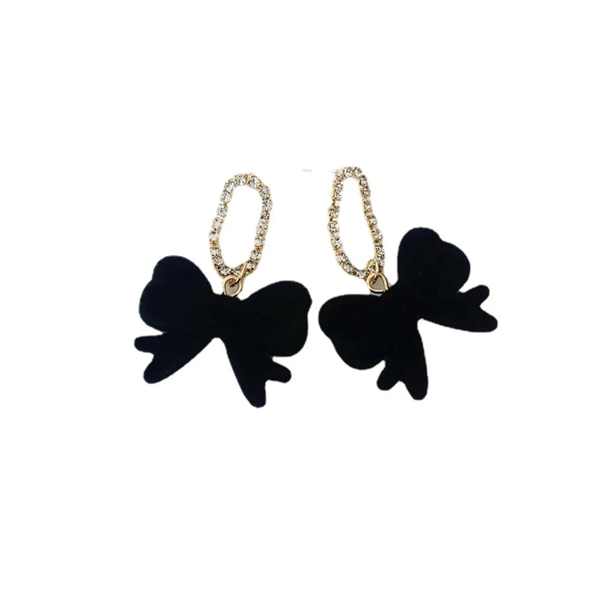 1 Pair Simple Style Bow Knot Flannel Inlay Artificial Diamond Women'S Drop Earrings