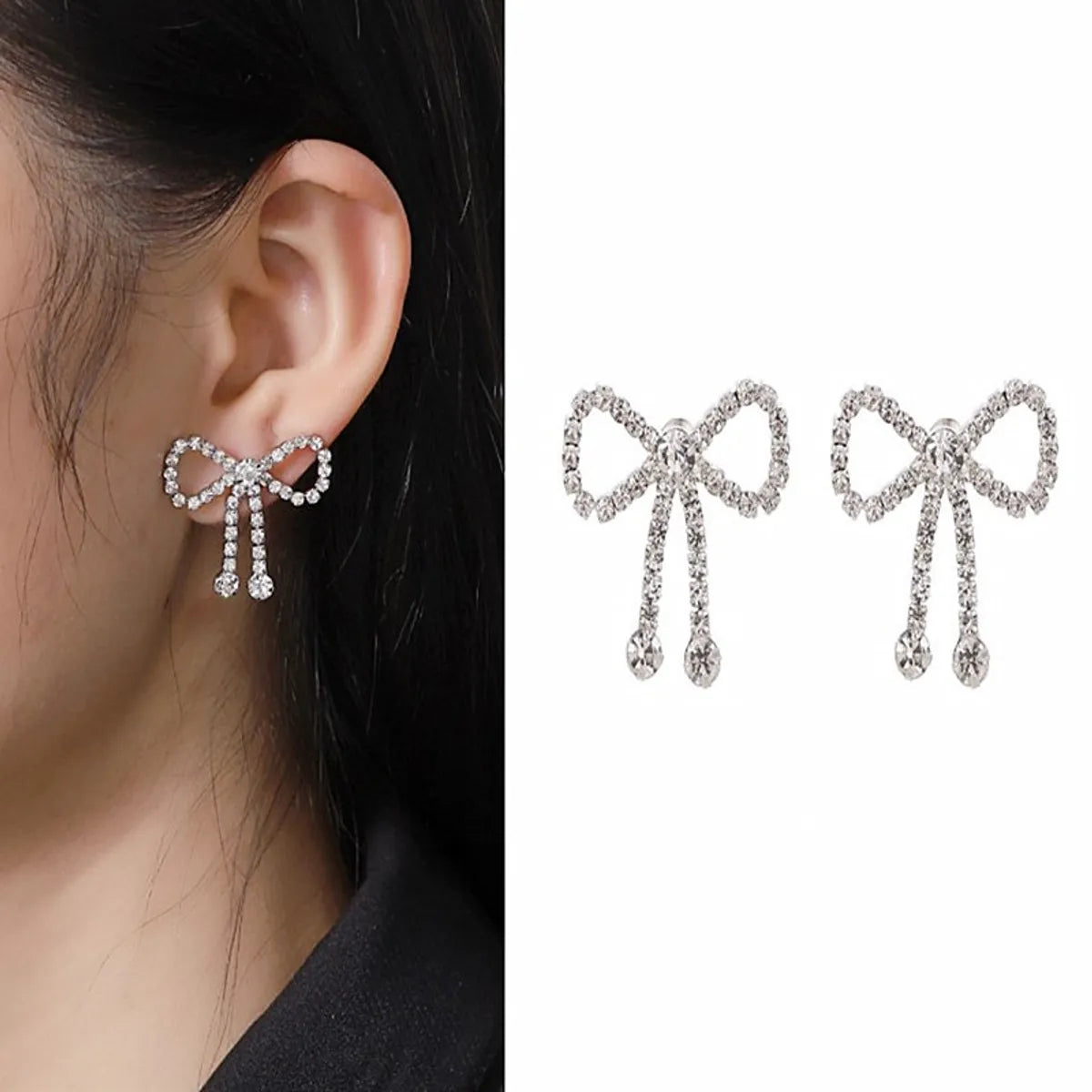 1 Pair Simple Style Bow Knot Inlay Copper Zircon Ear Studs