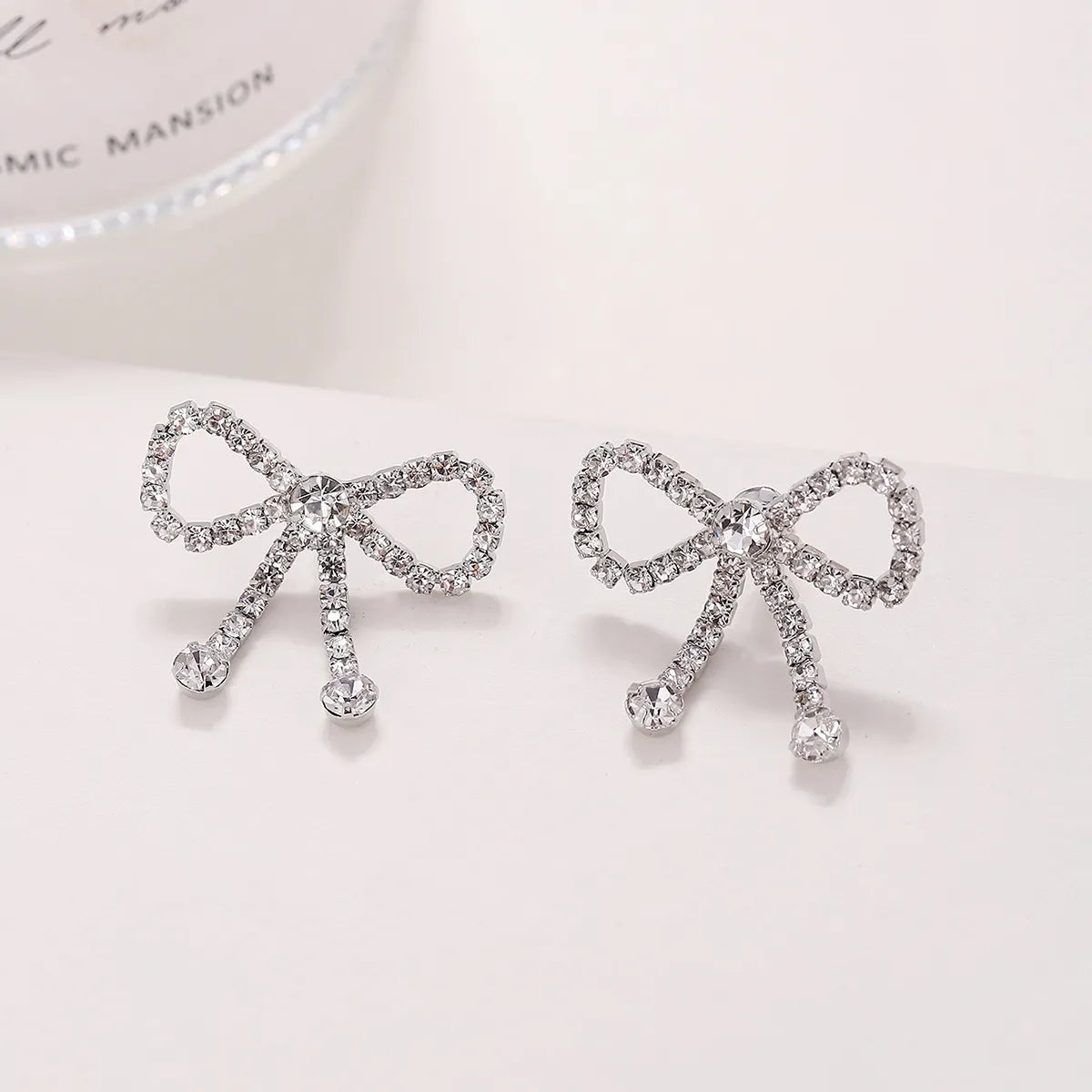 1 Pair Simple Style Bow Knot Inlay Copper Zircon Ear Studs