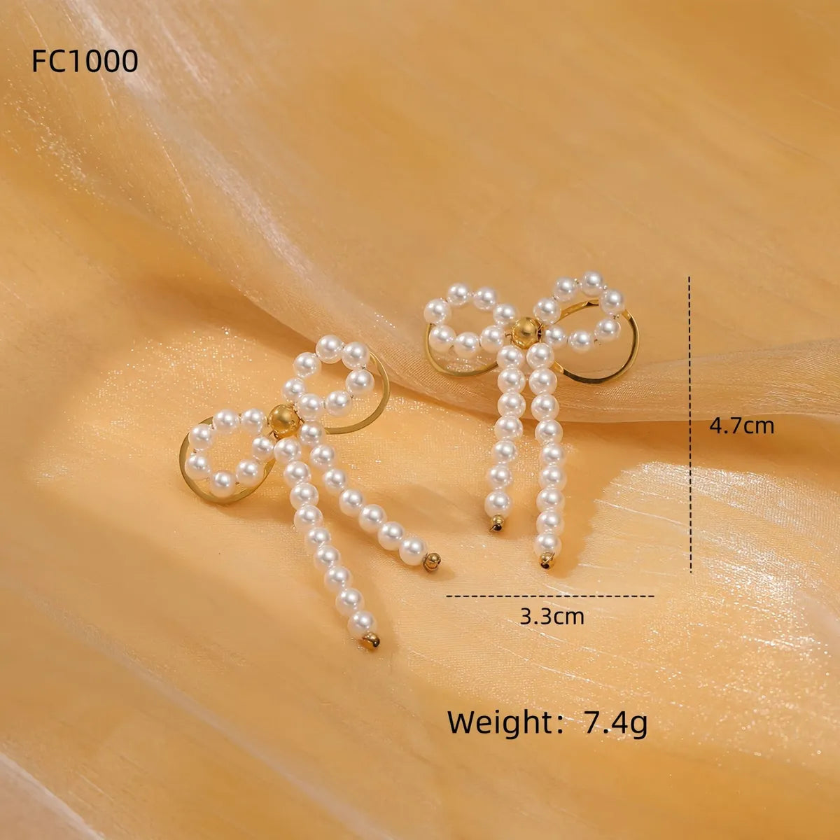 1 Pair Simple Style Bow Knot Plating 304 Stainless Steel Artificial Pearl Earrings