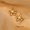 1 Pair Simple Style Bow Knot Plating 304 Stainless Steel Artificial Pearl Earrings