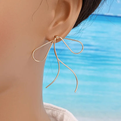 1 Pair Simple Style Bow Knot Plating Copper Gold Plated Drop Earrings