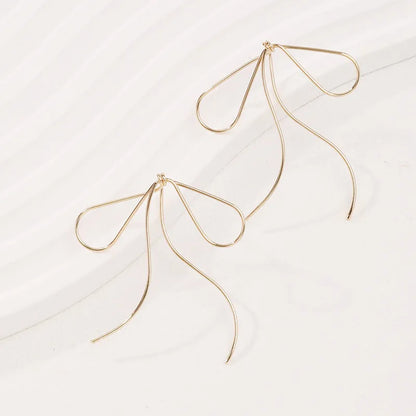 1 Pair Simple Style Bow Knot Plating Copper Gold Plated Drop Earrings