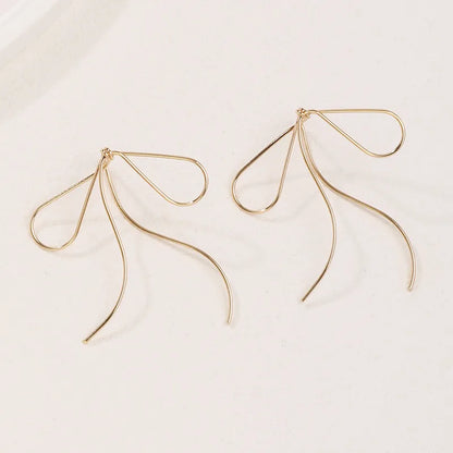 1 Pair Simple Style Bow Knot Plating Copper Gold Plated Drop Earrings