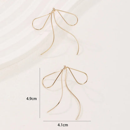 1 Pair Simple Style Bow Knot Plating Copper Gold Plated Drop Earrings