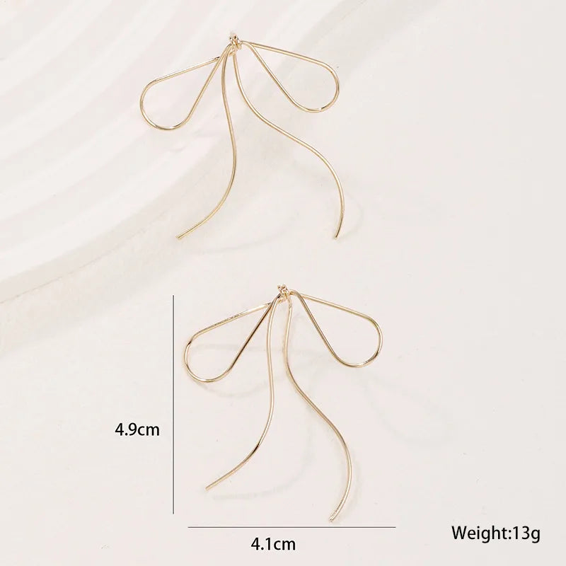 1 Pair Simple Style Bow Knot Plating Copper Gold Plated Drop Earrings