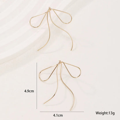 1 Pair Simple Style Bow Knot Plating Copper Gold Plated Drop Earrings