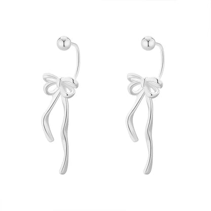 1 Pair Simple Style Bow Knot Plating Copper Silver Plated Ear Studs