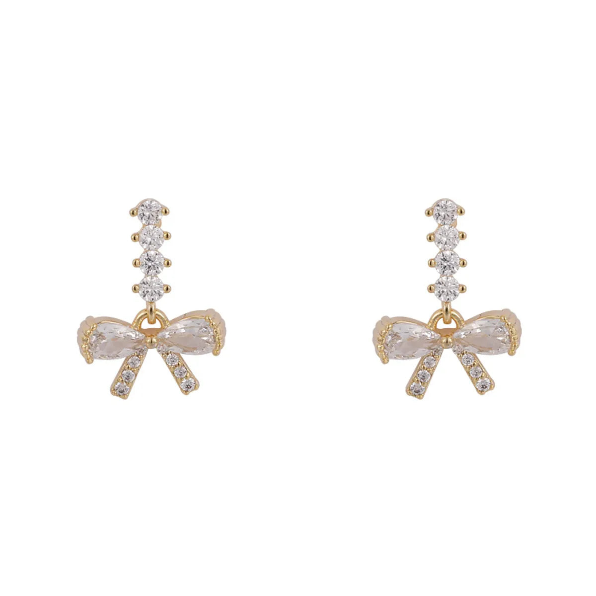 1 Pair Simple Style Bow Knot Plating Inlay Copper Zircon Gold Plated Ear Studs