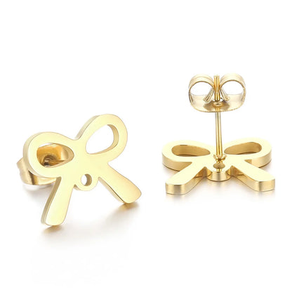 1 Pair Simple Style Bow Knot Plating Stainless Steel Ear Studs