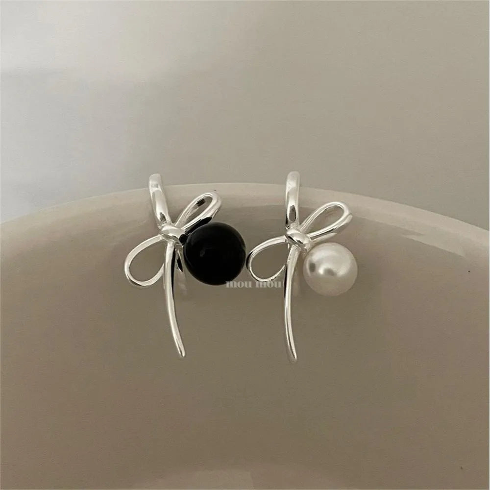 1 Pair Simple Style Bow Knot Plating Sterling Silver Ear Studs