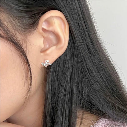 1 Pair Simple Style Bow Knot Plating Sterling Silver Gold Plated Ear Studs