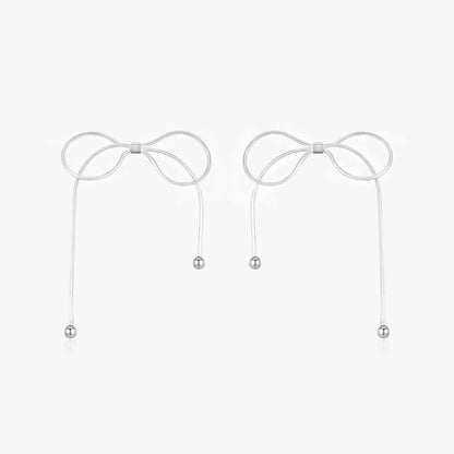 1 Pair Simple Style Bow Knot Plating Sterling Silver Rhodium Plated Ear Studs