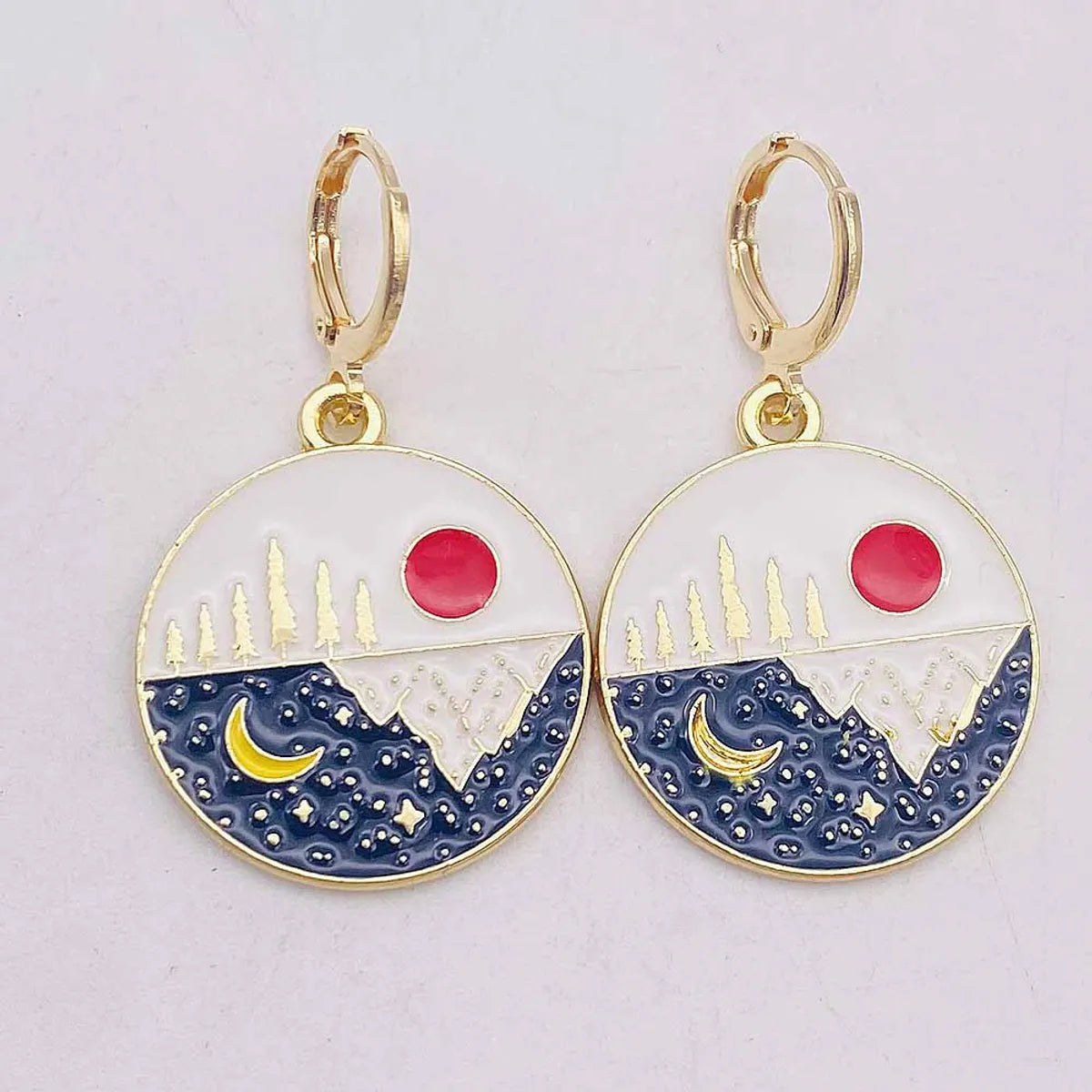 1 Pair Simple Style Building Landscape Arylic Alloy Drop Earrings