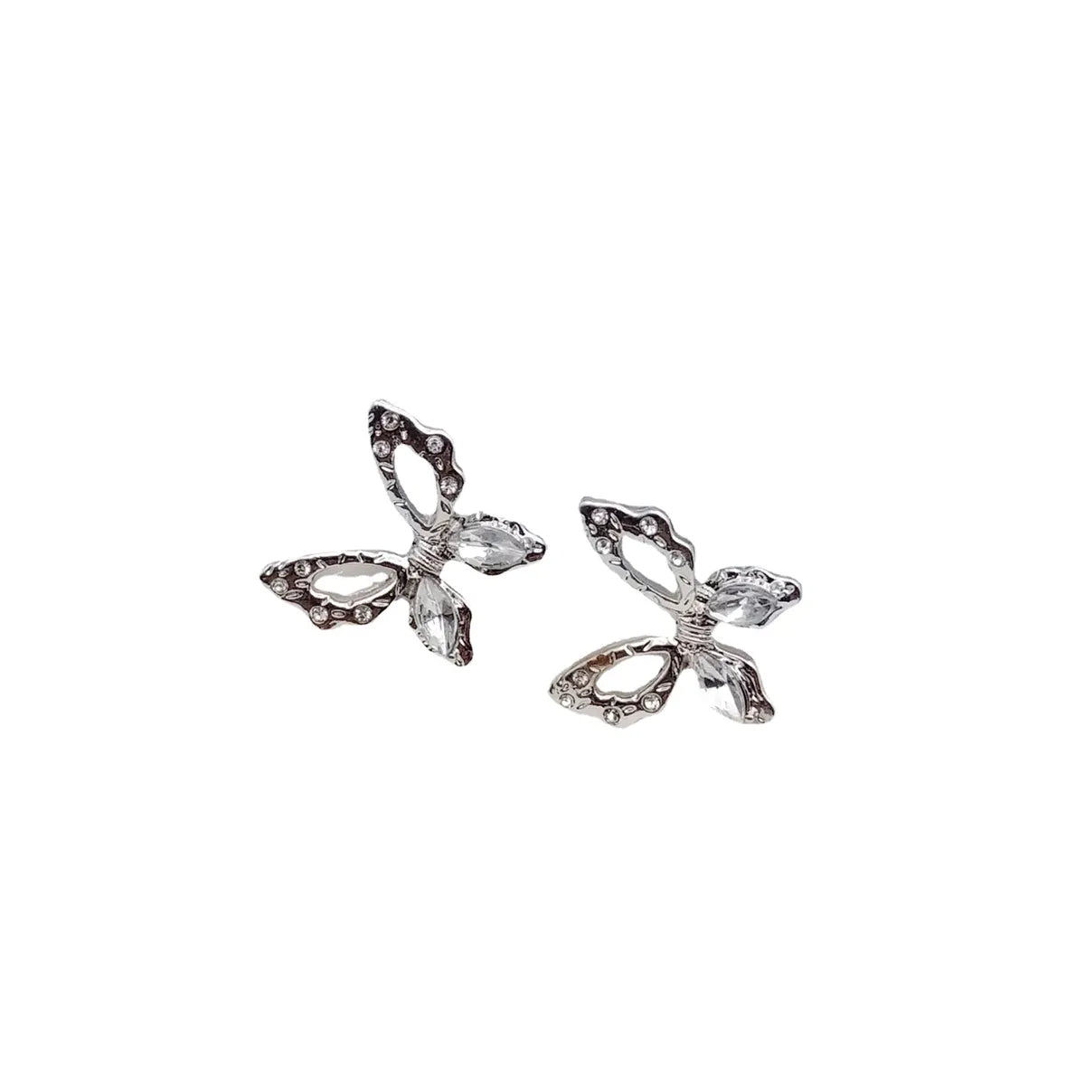 1 Pair Simple Style Butterfly Alloy Inlay Rhinestones Women's Ear Clips Ear Studs