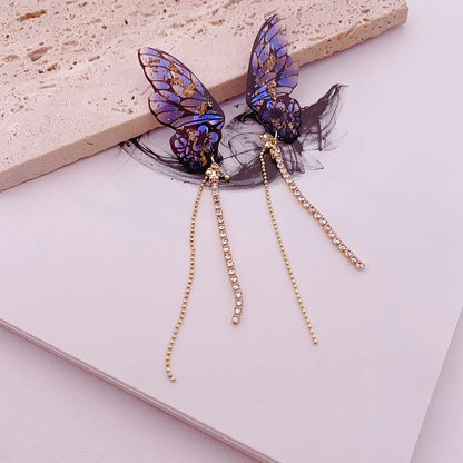 1 Pair Simple Style Butterfly Epoxy Chain Women'S Drop Earrings