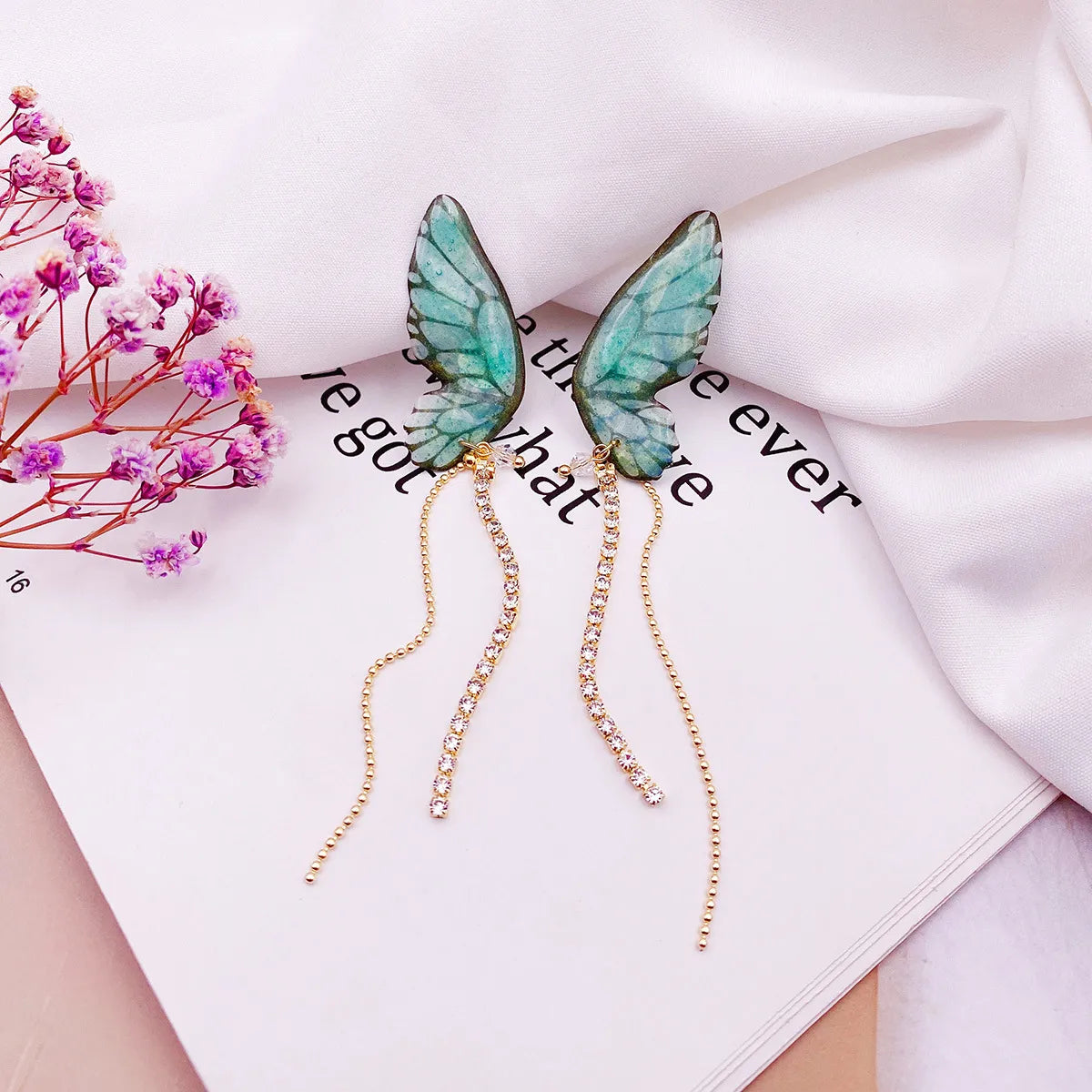 1 Pair Simple Style Butterfly Epoxy Chain Women'S Drop Earrings