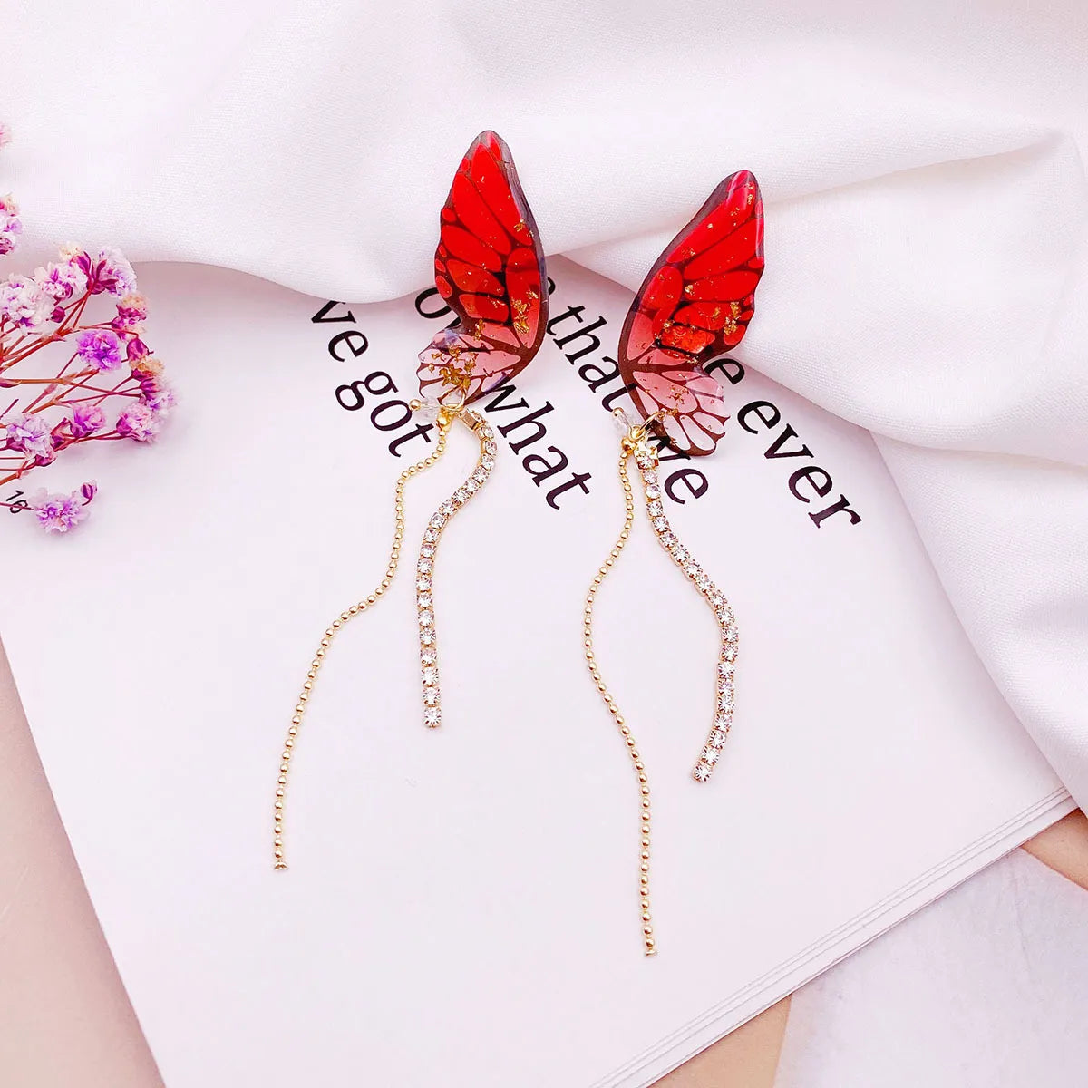 1 Pair Simple Style Butterfly Epoxy Chain Women'S Drop Earrings