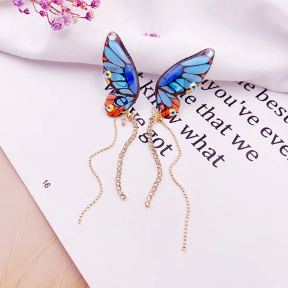 1 Pair Simple Style Butterfly Epoxy Chain Women'S Drop Earrings