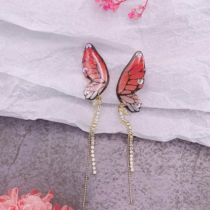 1 Pair Simple Style Butterfly Epoxy Chain Women'S Drop Earrings