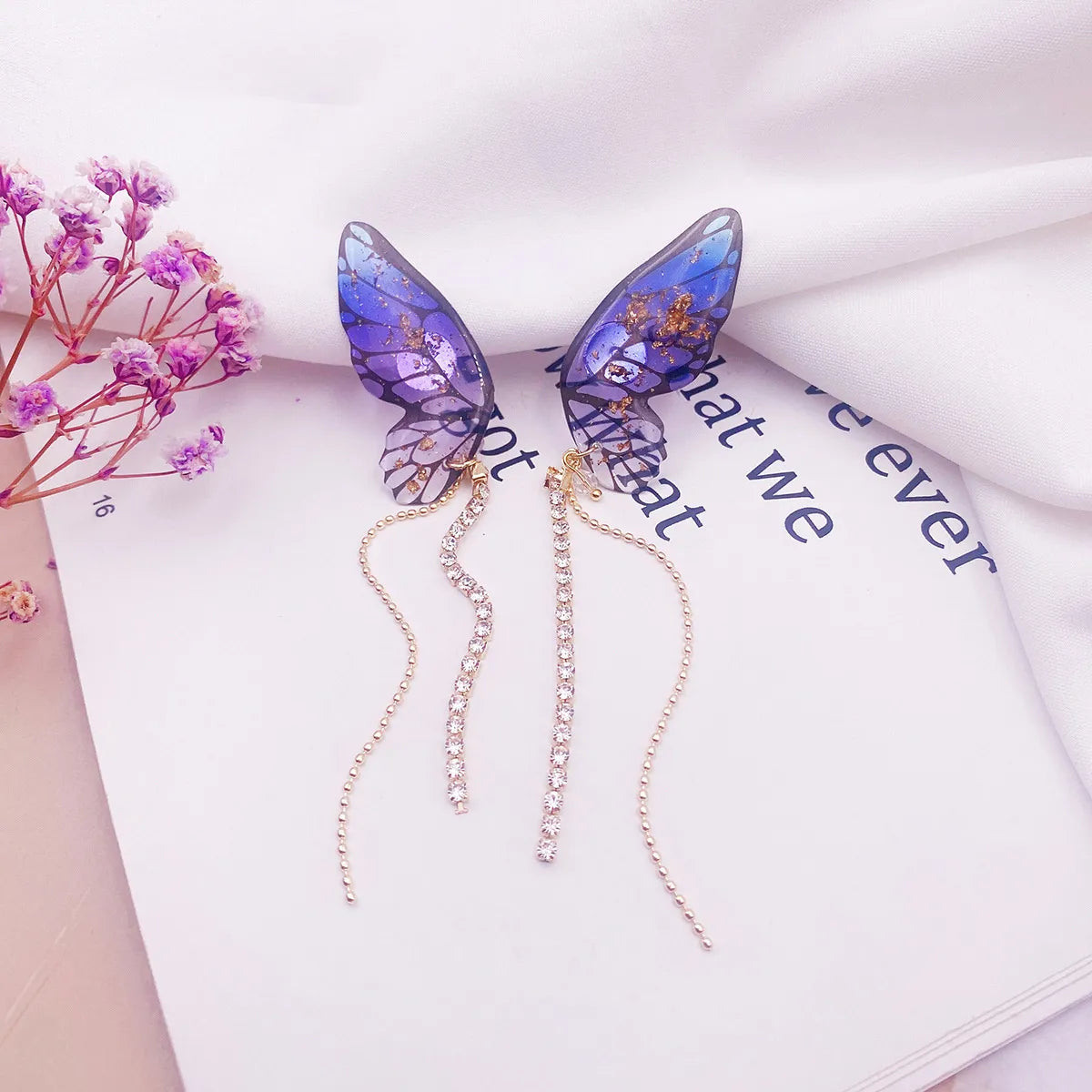 1 Pair Simple Style Butterfly Epoxy Chain Women'S Drop Earrings