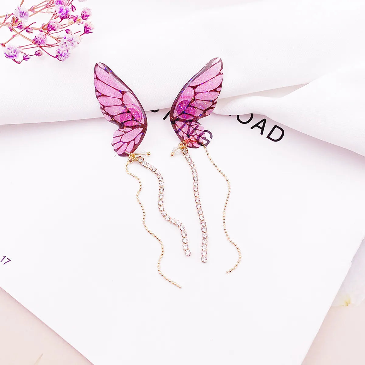 1 Pair Simple Style Butterfly Epoxy Chain Women'S Drop Earrings